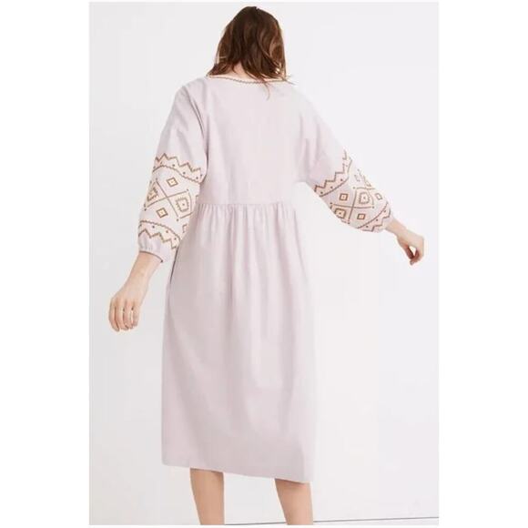 Madewell‎ embroidered sleeve popover midi dress PM - Picture 3 of 13